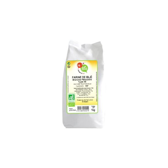 Picture of Farine de blé blanche pâtissière BIO type 45, Hé Bio, 1kg