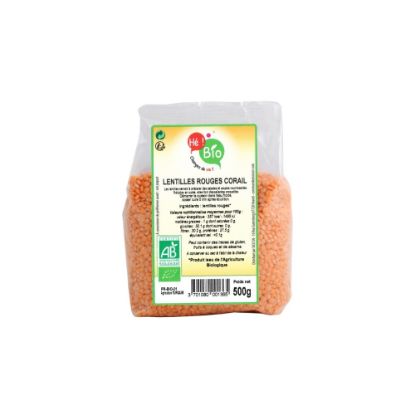 Image de Lentilles rouges corail BIO, Hé Bio, 500g