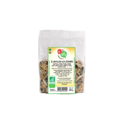 Picture of Trois lentilles aux légumes BIO, Hé Bio, 250g