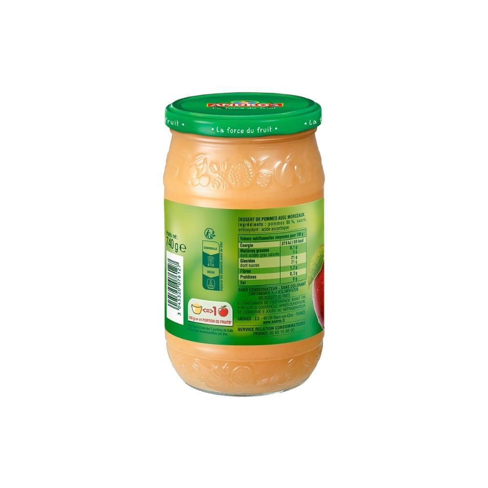 Compote dessert fruitier Pomme nature morceaux Andros 750g