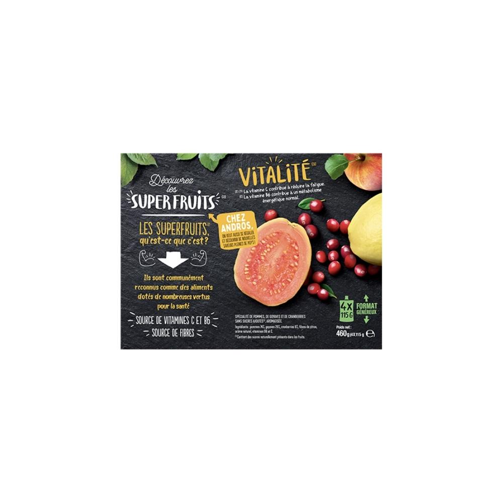 Compote gourdes SuperFruits Vitalité Pomme, Goyave et Cramberry ...