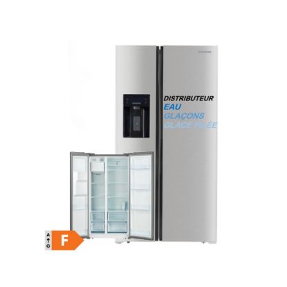 Réfrigérateur américain 556L, No Frost, Moteur Inverter, Distributeur d'eau et glaçons - Kryster KSS5561ICESX - inox