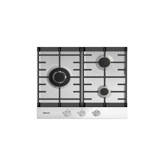 Image de Plaque de cuisson 3 feux gaz 60cm 6550W - Merlin M-PG630-I - inox