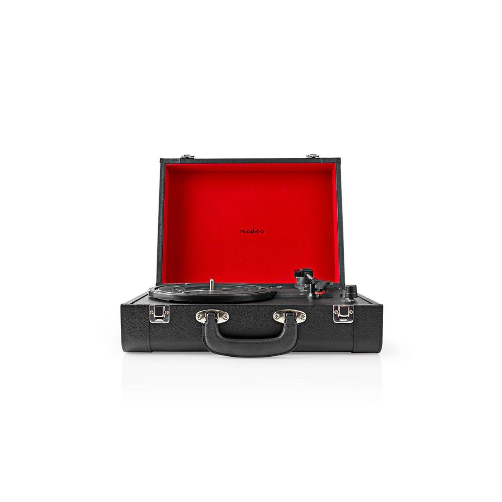 Platine Vinyle Bluetooth 18W - Nedis - Noir / Rouge