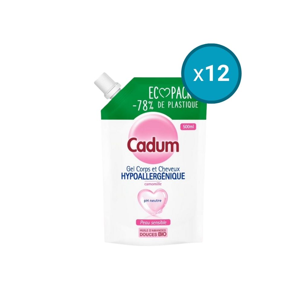 Cadum Duschgel Eco-Pack Kamille - Hypoallergen, 500 Ml, Für Körper & Haare, PH-neutral