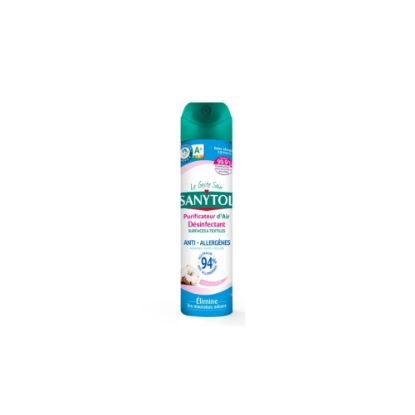 Image de Purificateur d'air, désinfectant surfaces & textiles anti-allergènes - fleurs de coton Sanytol - Aérosol 300 ml