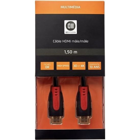 Câble HDMI mâle/mâle 1,5 m D2 Diffusion