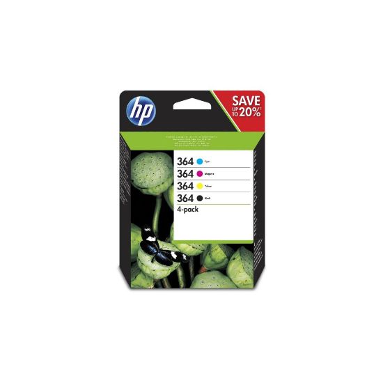 Picture of HP 364 pack de 4 cartouches d'encre noir/cyan/magenta/jaune authentiques