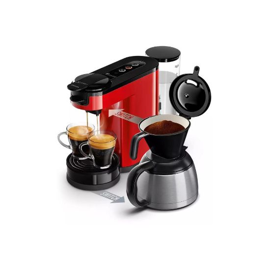 Image de Machine à café 2-en-1 à dosettes et filtre - Philips SENSEO® Switch HD6592/85 - rouge