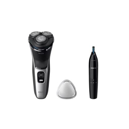 Image de Rasoir électrique rechargeable à 3 têtes 100 % étanche + Tondeuse nez - Philips Shaver 3000 Series S3143/02