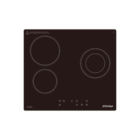 Image de Plaque de cuisson encastrable vitrocéramique 3 foyers 4700W - Berklays BVITRO3E4 - verre noir