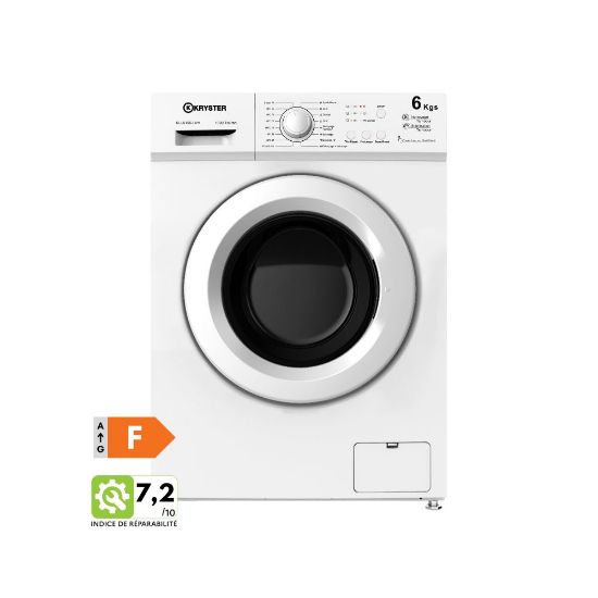 Image de Lave-linge hublot 6kg 1000tr/min - Kryster KLL610S3WH - blanc