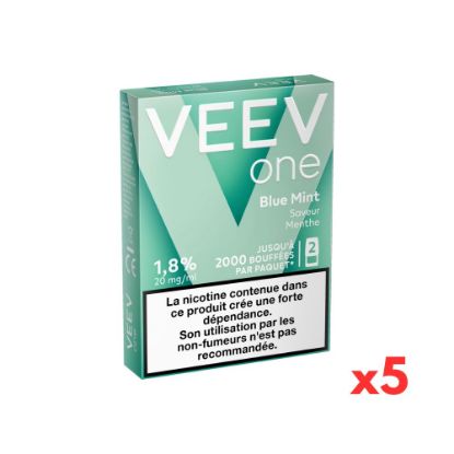 Image de VEEV One – Etui de 5 paquets de 2 recharges Saveur Blue Mint (Menthe)