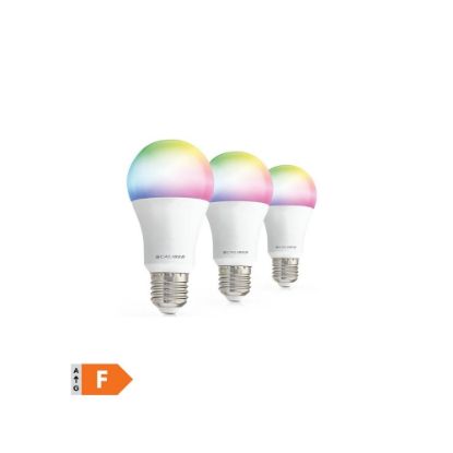 Image de Ensemble de 3 ampoules LED E27 RGB Graduables – 3x ampoules LED A19 Poire connectées – 850 Lumen – 8 Watts – Avec App - Caliber HBT-E27-3PACK