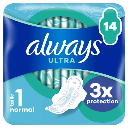 Serviette Hygiénique avec Ailettes Ultra Normal Taille 1 ALWAYS (14 serviettes)