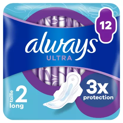 Serviette Hygiénique avec Ailettes Ultra Long Taille 2 ALWAYS (12 serviettes)