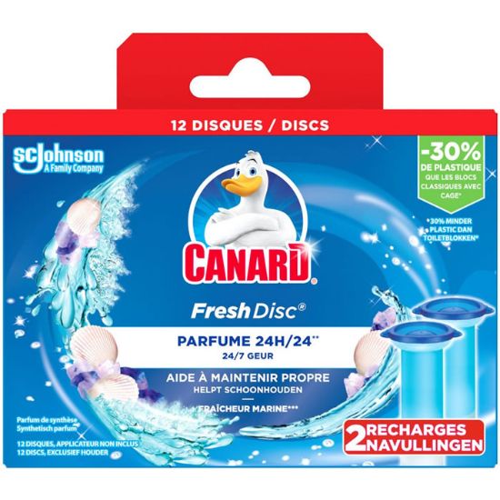 Blocs WC disques gel Fraîcheur Marine Canard Fresh Disc, 2 recharges soit 12 disques