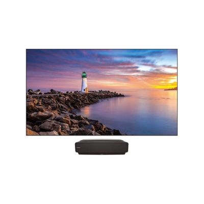Projecteur cinéma Laser 4K à focale ultra courte | Ecran ajustable 90-130" (228-330cm) | 2700 ANSI lumens 2160p (3840x2160) | AndroidTV |écran de projection ALR 120" (305cm) inclus - Hisense PX2-PRO - Noir