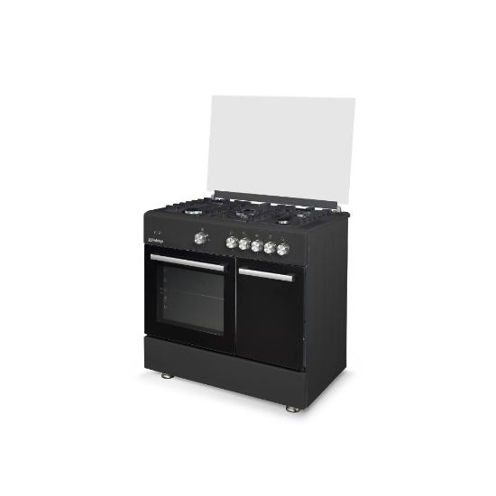 Image de Cuisinière 90cm 5 feux gaz dont 1 wok - Berklays BC96BUT1KBK - Noir