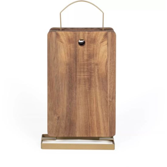 Set de 4 planches à découper en acacia FSC 22 × 14 cm avec support métal – Livoo MES152 – bois