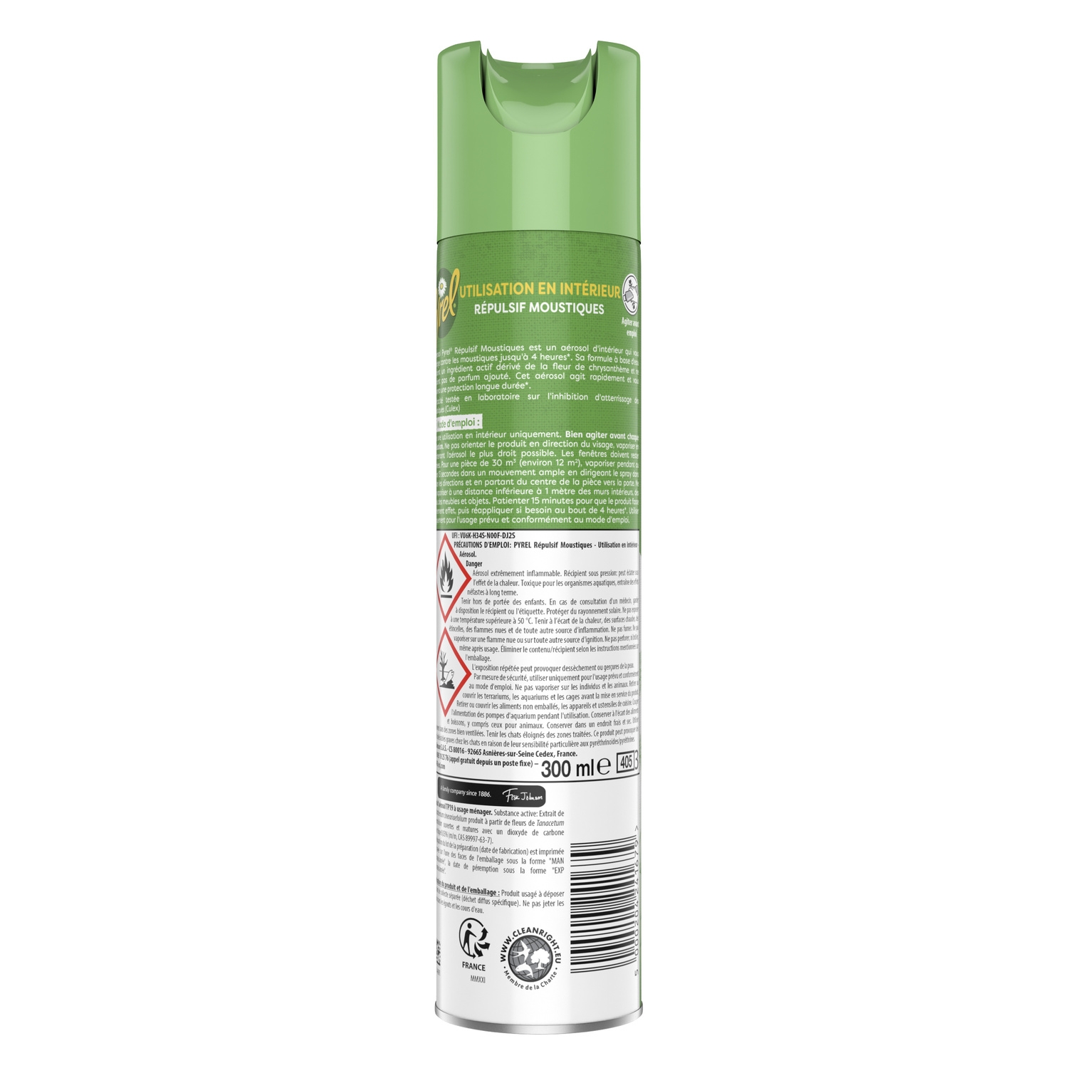 Spray répulsif contre les moustiques sans parfum ajouté, 300mL ...