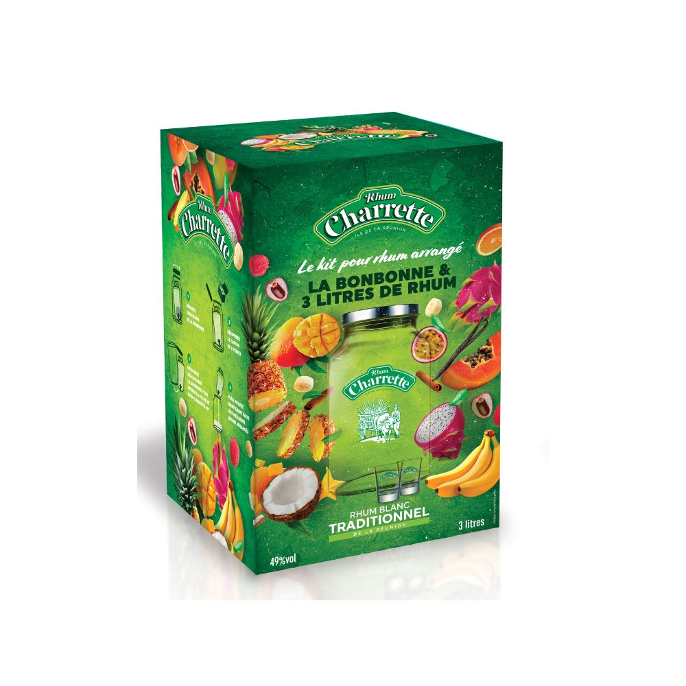 Rhum Charrette traditionnel bonbonne arrangés 3L - 49°
