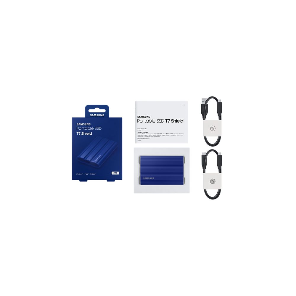 Disque dur externe portable SSD 2To USB 3.2 - Samsung T7 Shield (Bleu ...