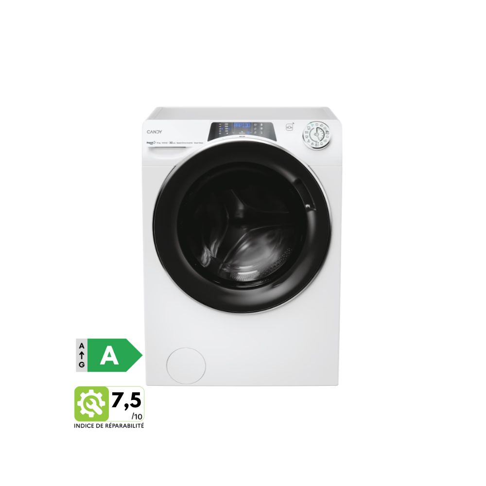 Lave-linge hublot 10kg 1400tr/min Connecté Vapeur Candy RapidÓ PRO - RPD4106BWMBC8-S