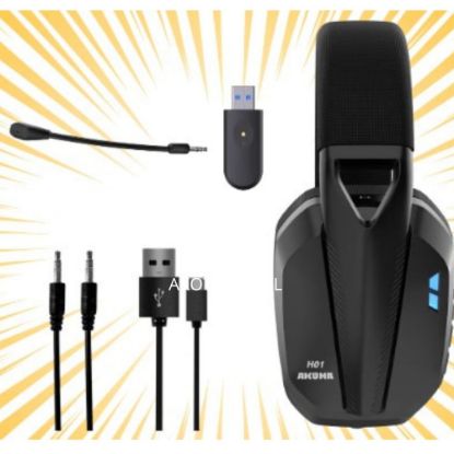 Image de Casque gaming sans fil ultra-confortable / Connexion BT 5.2, 2,4 GHz ou filaire / Rendu audio de haute qualite - Akuma H01WL
