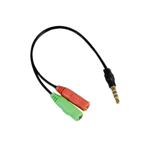 Image de ADAPTATEUR JACK 3.5 / MICRO + CASQUE, STEREO, M / F, NOIR, 14CM