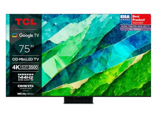 Smart TV TCL 75" (189cm) QD-Mini LED 4K – Série C85 – 75C855 – Google TV – 144Hz – Dolby Atmos