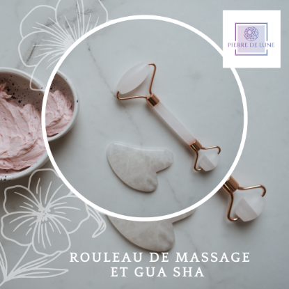 Image de Pack visage Quartz Blanc – Gua Sha & Rouleau de Massage Visage