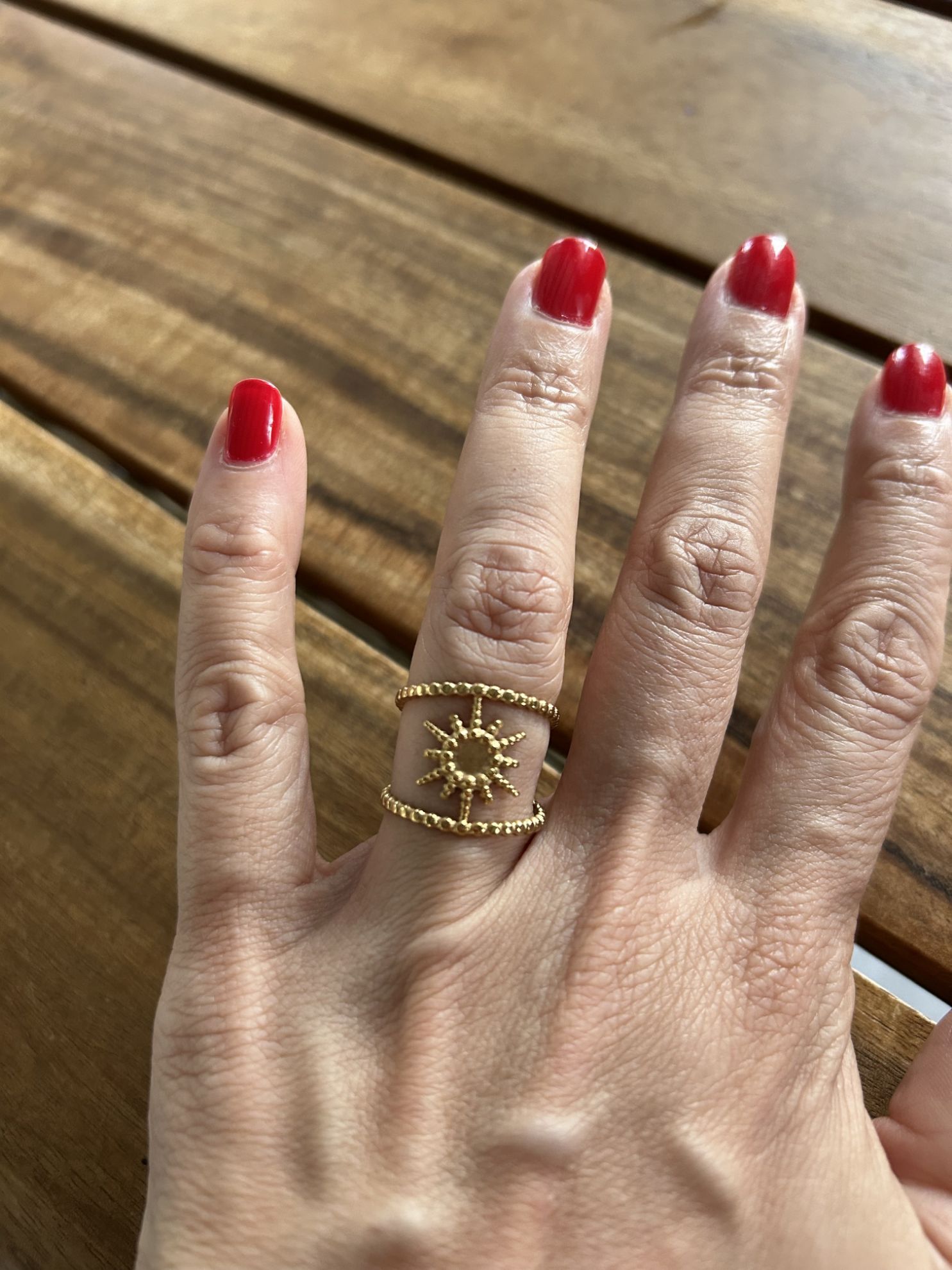 Bague en Acier Inoxydable Doré Soleil Shopping