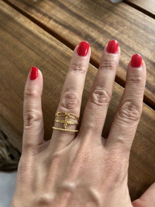 Image de Bague en Acier Inoxydable Doré  -  Grande Croix
