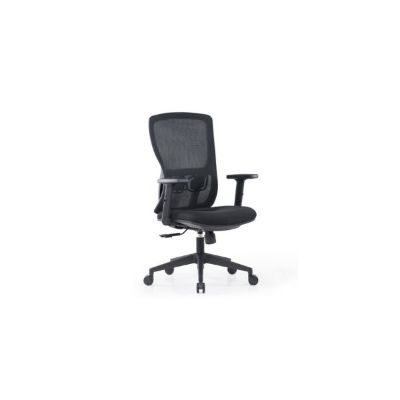 Fauteuil de bureau STRONG L – Dossier haut résille – Assise tissu mousse injectée – Accoudoirs 2D alu – Mécanisme Synchro 3 positions – Noir