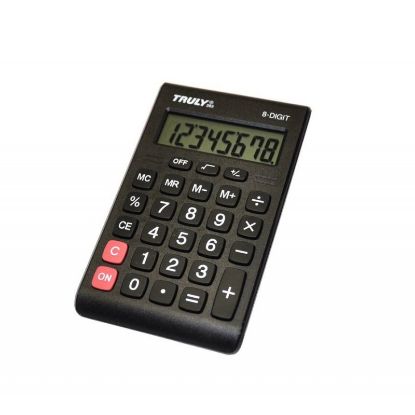Calculatrice de poche TRULY — 8 chiffres — Teclado goma — Fonctions basiques — Noir