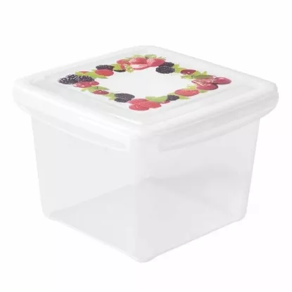 Boîte Alimentaire Hermétique Hega — 2 L — Carrée — Couvercle à clipser avec motifs variés — BPA Free — Fabriquée en Espagne