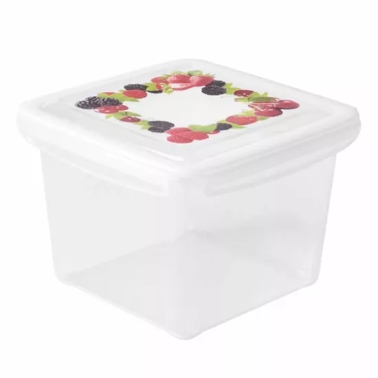Boîte Alimentaire Hermétique Hega — 2 L — Carrée — Couvercle à clipser avec motifs variés — BPA Free — Fabriquée en Espagne