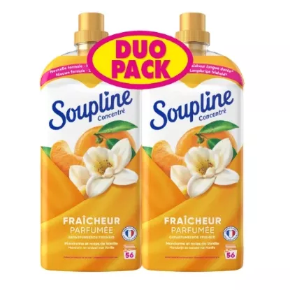 Adoucissant Concentré Mandarine & Vanille SOUPLINE - 2 x 1,2L