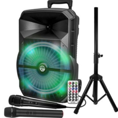 Picture of Enceinte active DJ My Deejay MDJ 12 RVB PACK à LEDs, 600W 12" USB, Bluetooth, Application Micros VHF et filaire, Support Pied