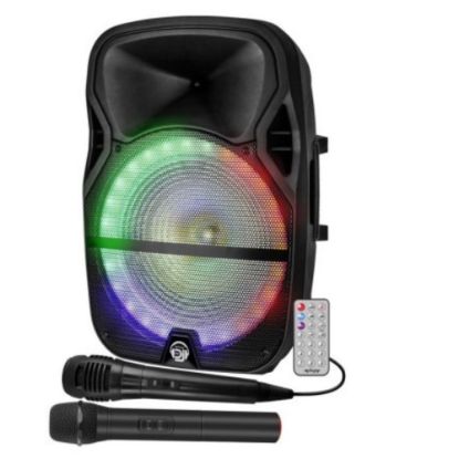Picture of Enceinte sono mobile My Deejay MDJ15 Ring à LEDs RVB 700W 15" USB, Bluetooth, TWS, Micros VHF et filaire, Télécommande
