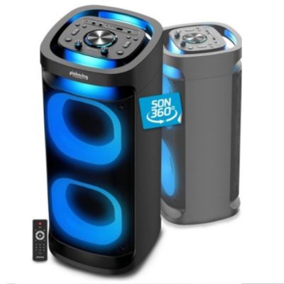 Enceinte Dj Autonome 500W - Son 360° USB Bluetooth 5.0, TWS RADIO FM 2 Entrées Micros Karaoké - Effet LED RVB sur les Boomers
