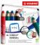Lot de 4 crayons marqueurs STABILO MARKdry avec taille-crayon et chiffonnette - rouge, bleu, vert, noir