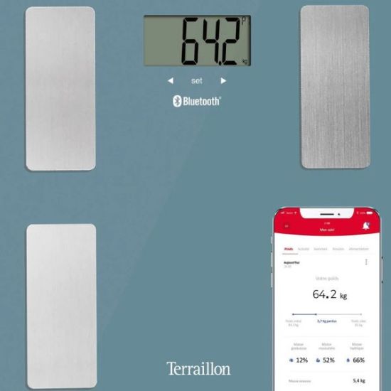 Picture of Pèse personne impédancemètre - Bluetooth Smart Connect - Bleu Surface en verre TERRAILLON
