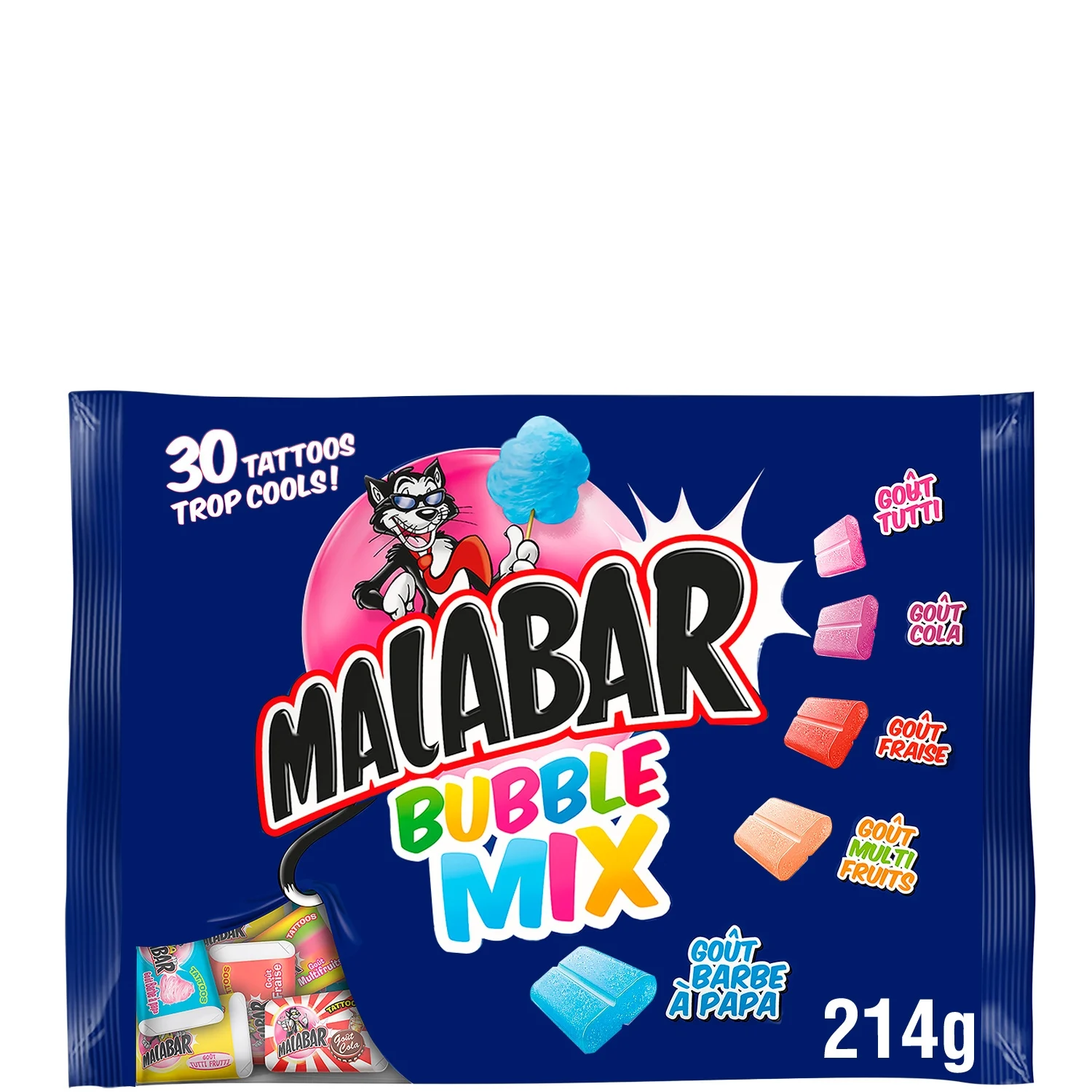 Malabar – Bubble Mix – Chewing-gum assortiment – Sachet 214 g