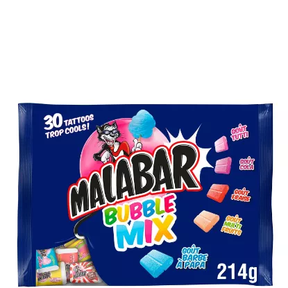 Malabar – Bubble Mix – Chewing-gum assortiment – Sachet 214 g