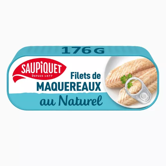 Saupiquet – Filets de maquereaux au naturel – Boîte ~95 g net égoutté