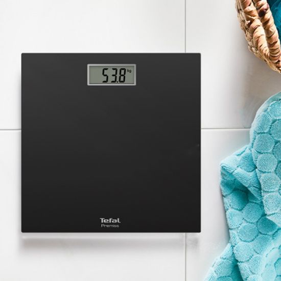 Tefal – Permiss – Pèse-personne numérique – Plateau verre – Noir
