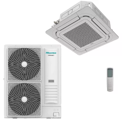 Image de Climatiseur Cassette Réversible Hisense TURBO 36000 BTU – R32, A++/A+, Wi-Fi Optionnel, Télécommande et Panneau Inclus