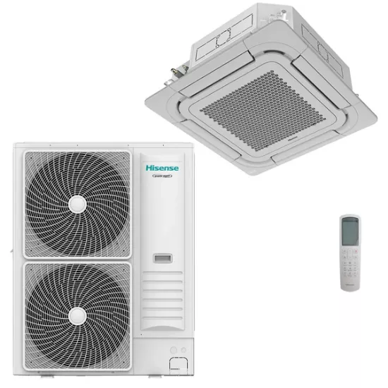 Image de Climatiseur Cassette Réversible Hisense TURBO 36000 BTU – R32, A++/A+, Wi-Fi Optionnel, Télécommande et Panneau Inclus